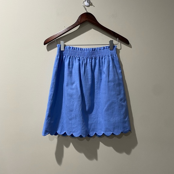 J crew Blue Scalloped Linen Skirt size 0 - Picture 4 of 7